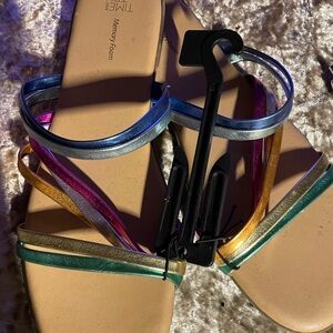 Time and Tru Blue Purple Sandals with Metallic Straps